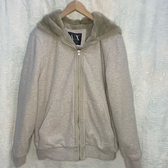 Armani Exchange Jackets & Blazers - AX Armani Exchange Uber-Fluffy Sweatshirt in Heathered Gray